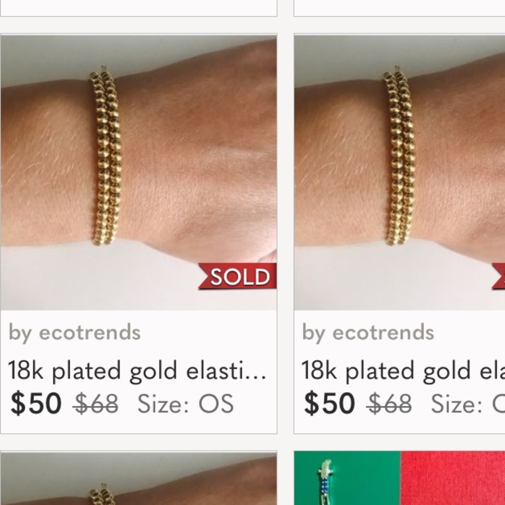 6PC 18K GOLD PLATED BEADED BRACELET SET - Picture 8 of 8